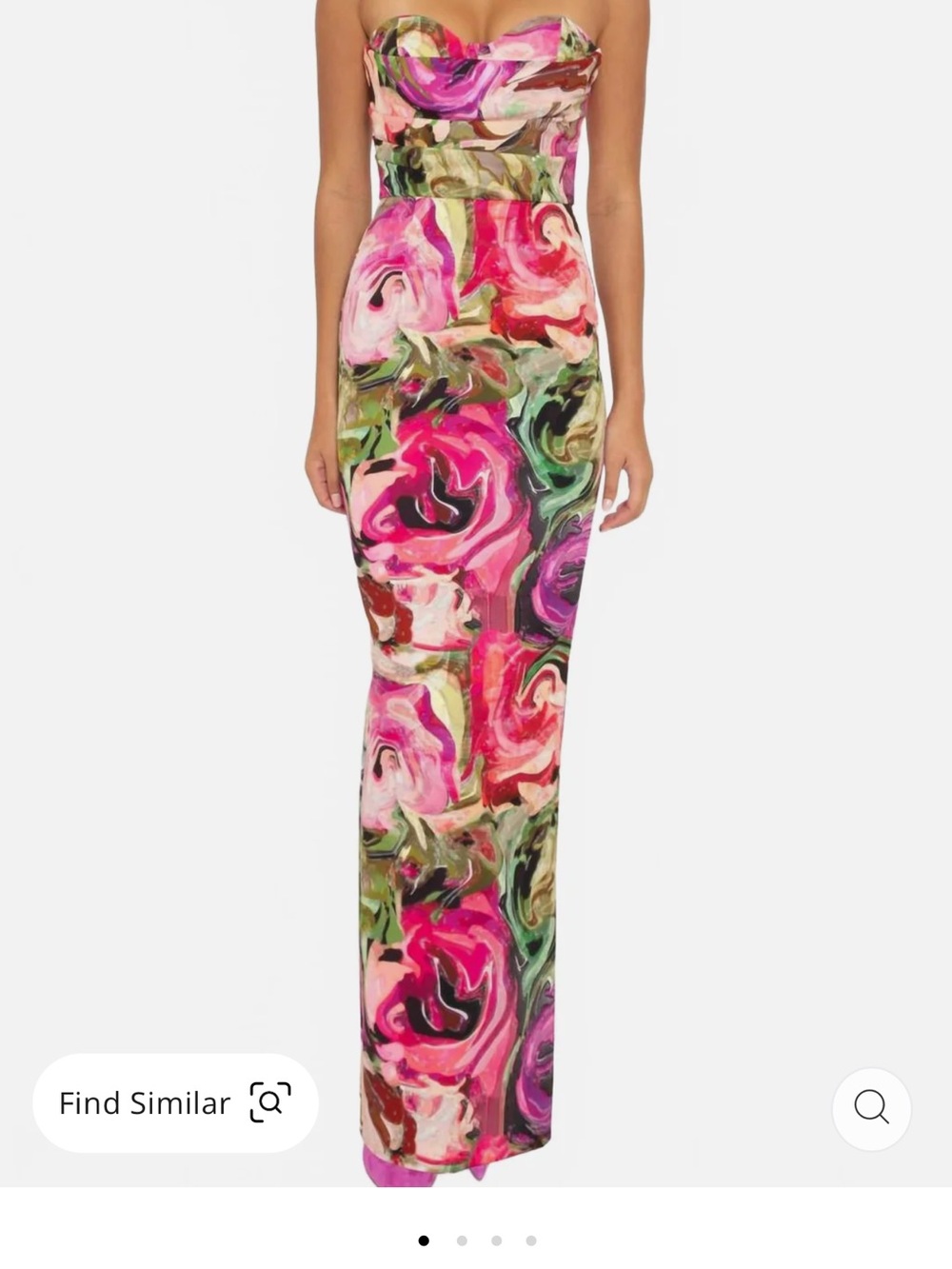 Black Halo Strapless Maxi Dress in Pink & Green Floral
